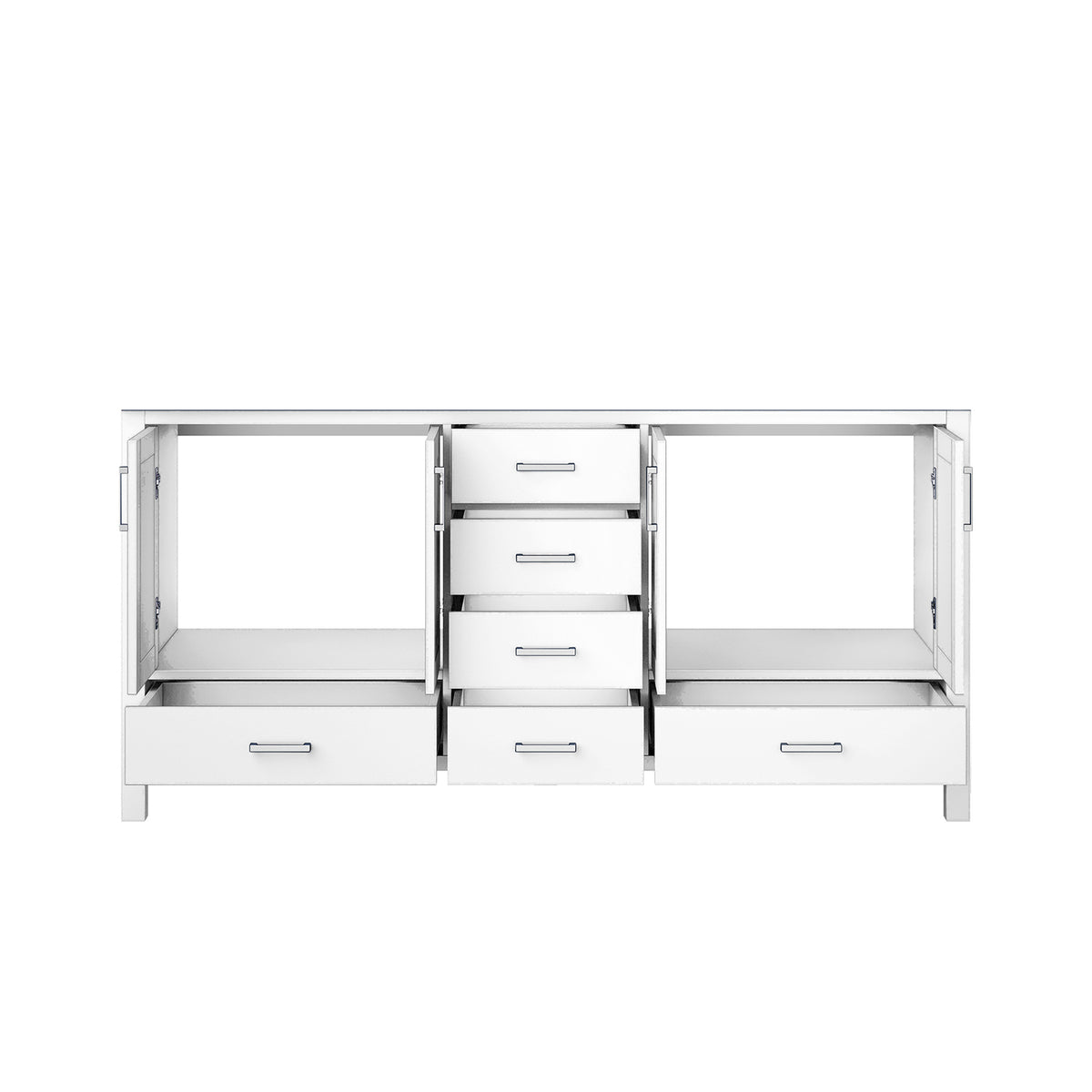 White Double Bath Vanity with Storage - 72 Inch Width