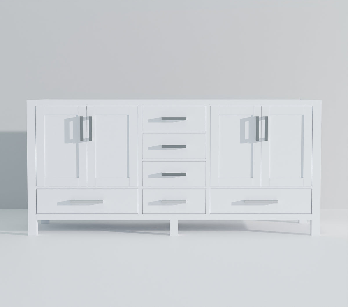 White Double Bath Vanity with Storage - 72 Inch Width