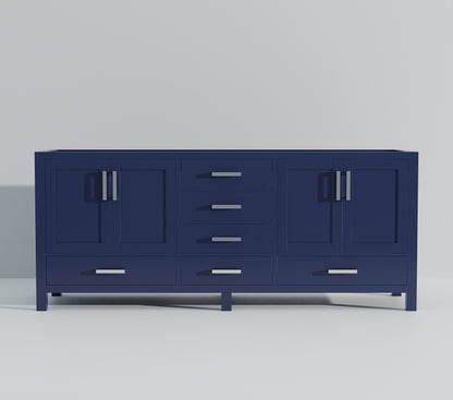 Navy Blue Double Bath Vanity - 84 Inch Wide Storage Cabinet