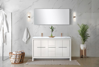 White Double Bath Vanity - Storage & Rose Gold Faucet for Bathroom