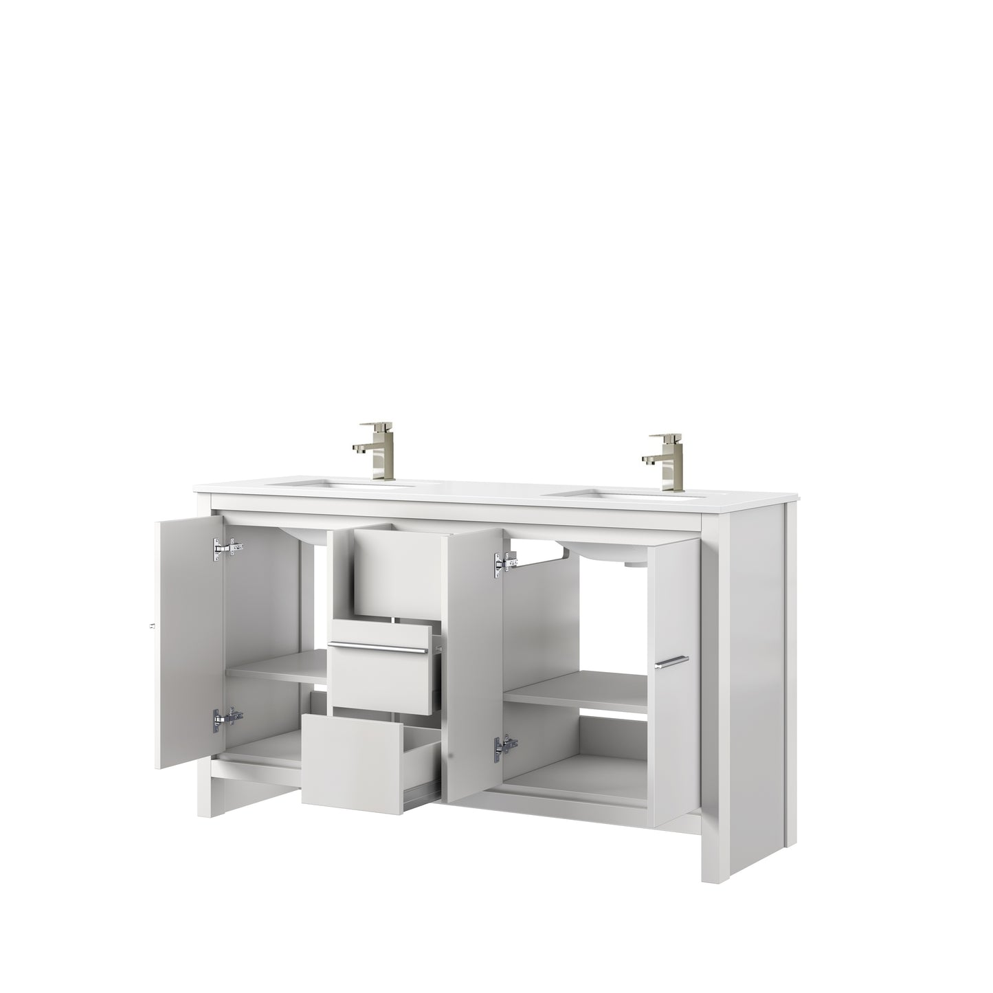 White Bathroom Vanity with Storage 60" Wide