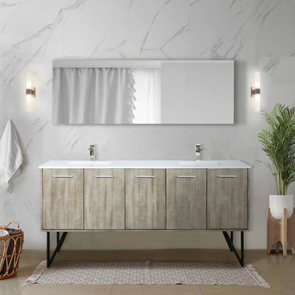 Rustic Acacia Double Bath Vanity 72 in. W x 20 in. D, Cultured Marble Top and Brushed Nickel Faucet Set