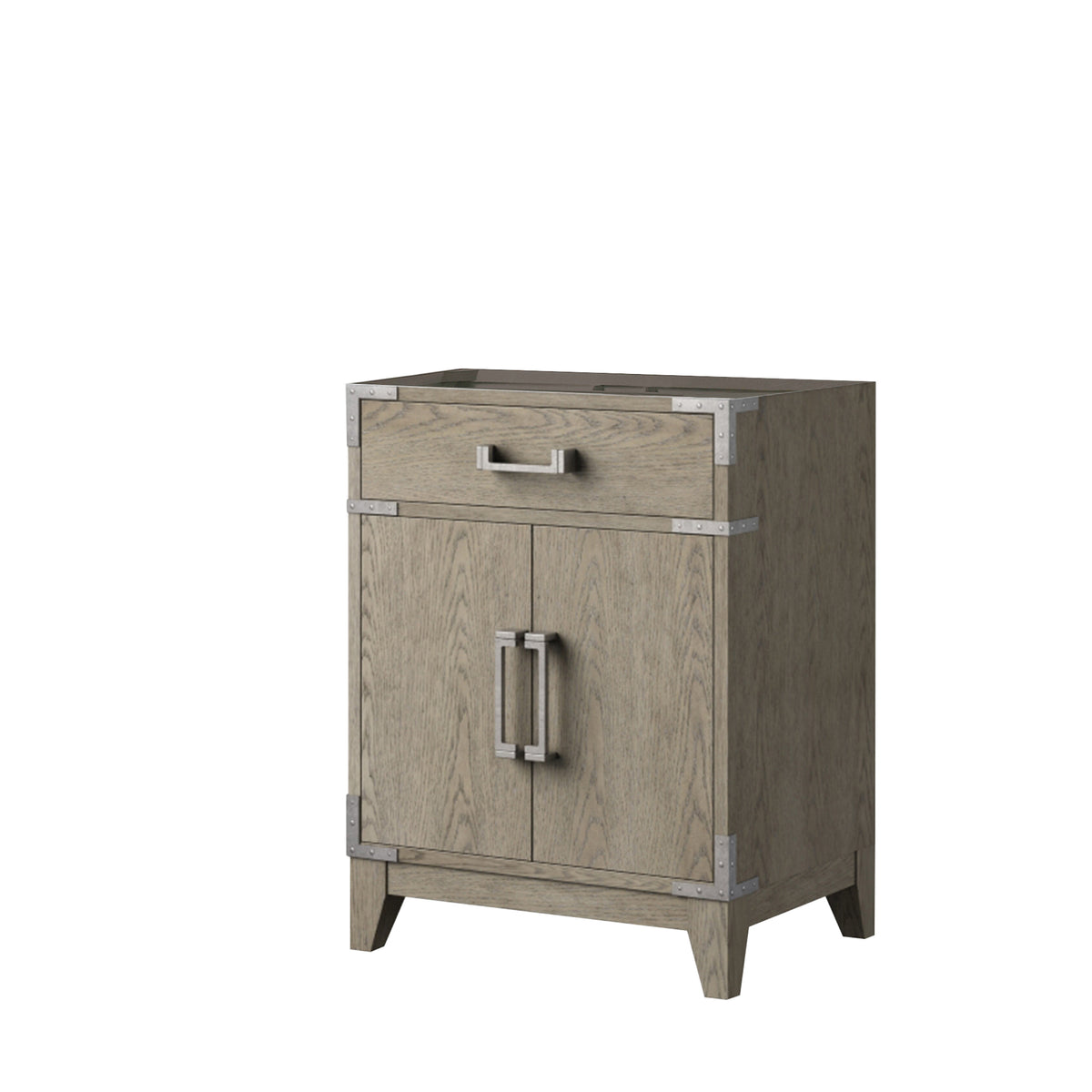 Grey Oak Single Bath Vanity - 24 Inch Wide Storage Cabinet