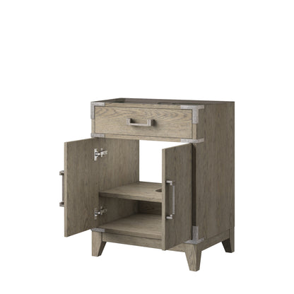 Grey Oak Single Bath Vanity - 24 Inch Wide Storage Cabinet