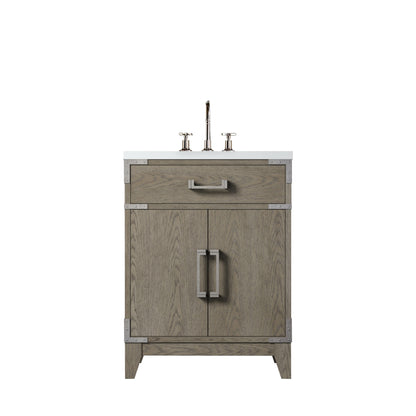 Grey Wood Bathroom Vanity with Acrylic Top and Faucet Set for Renovation