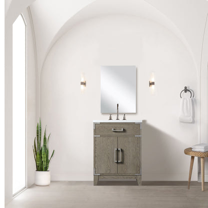 Grey Wood Bathroom Vanity with Acrylic Top and Faucet Set for Renovation