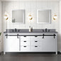 White Double Bath Vanity 84 in. W x 22 in. D, with Grey Quartz Countertop