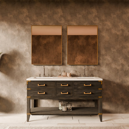 Black Oak Double Bath Vanity 60 in. W x 22 in. D