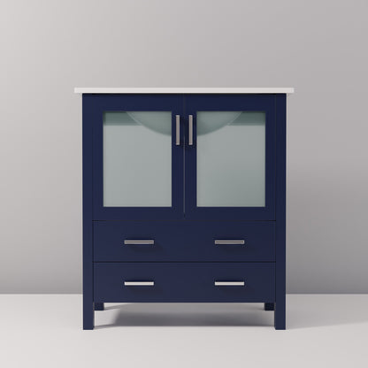 Navy Blue Bathroom Vanity with Storage