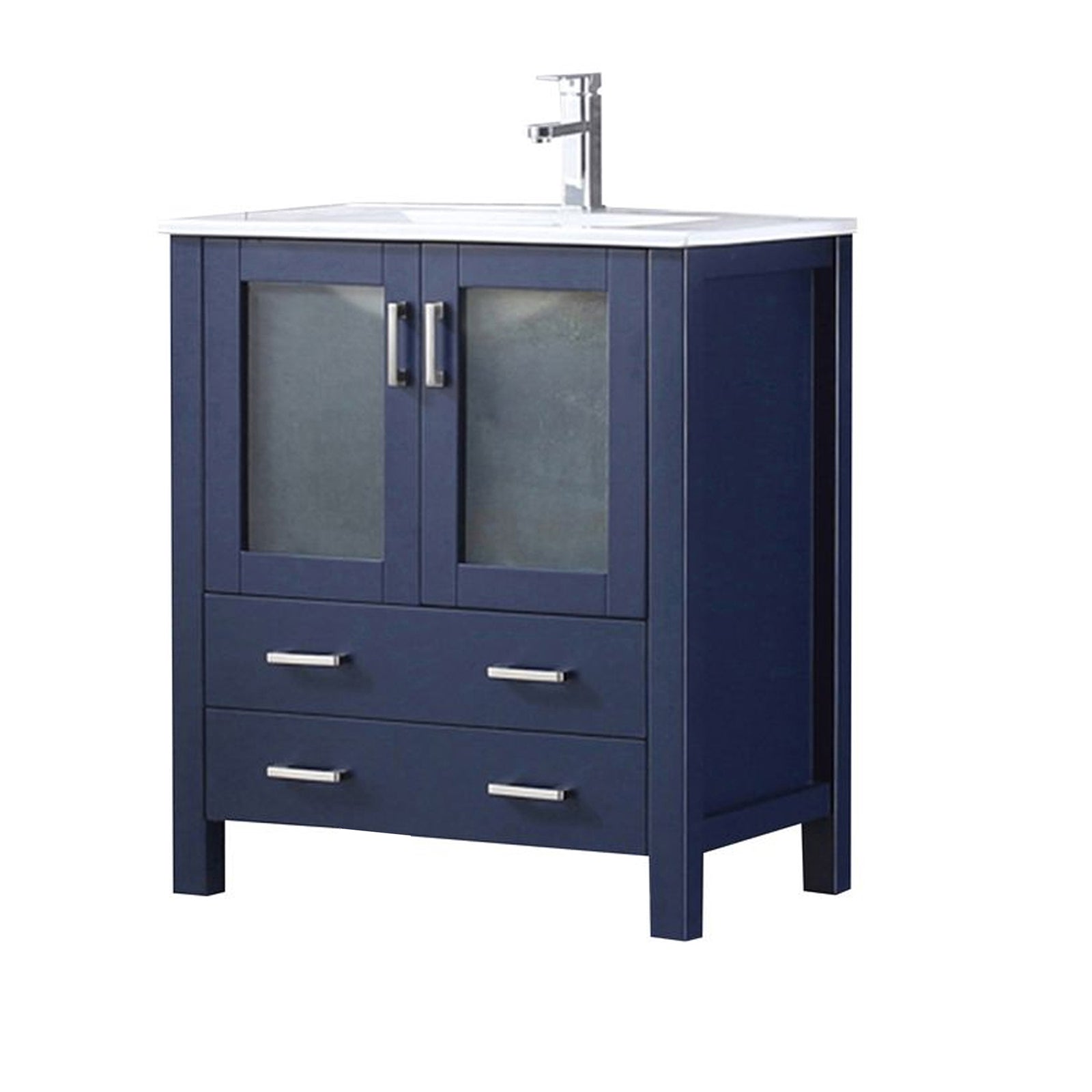 Navy Blue Bathroom Vanity with Ceramic Top & Faucet