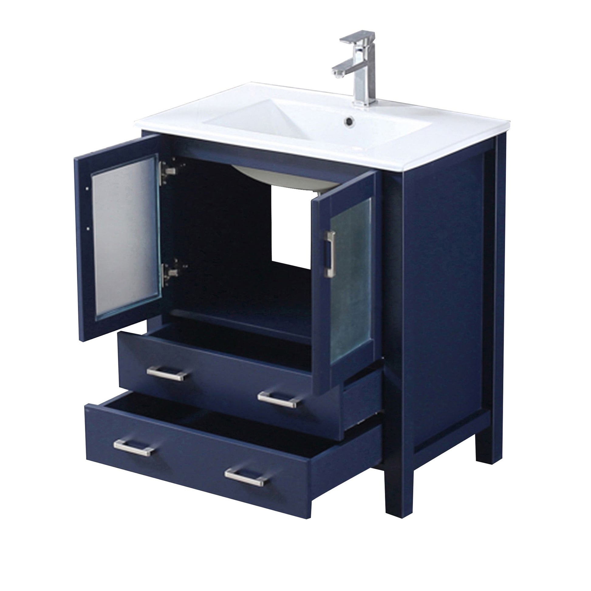 Navy Blue Bathroom Vanity with Ceramic Top & Faucet
