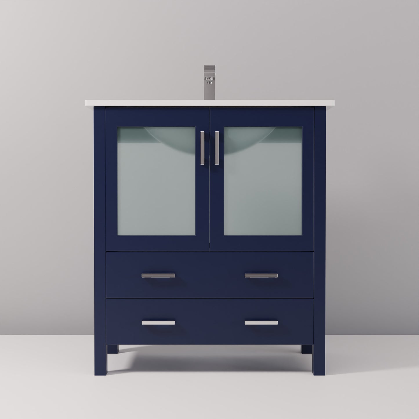 Navy Blue Bathroom Vanity with Ceramic Top & Faucet
