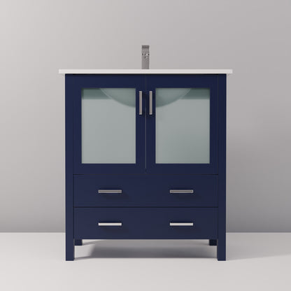 Navy Blue Bathroom Vanity with Ceramic Top & Faucet