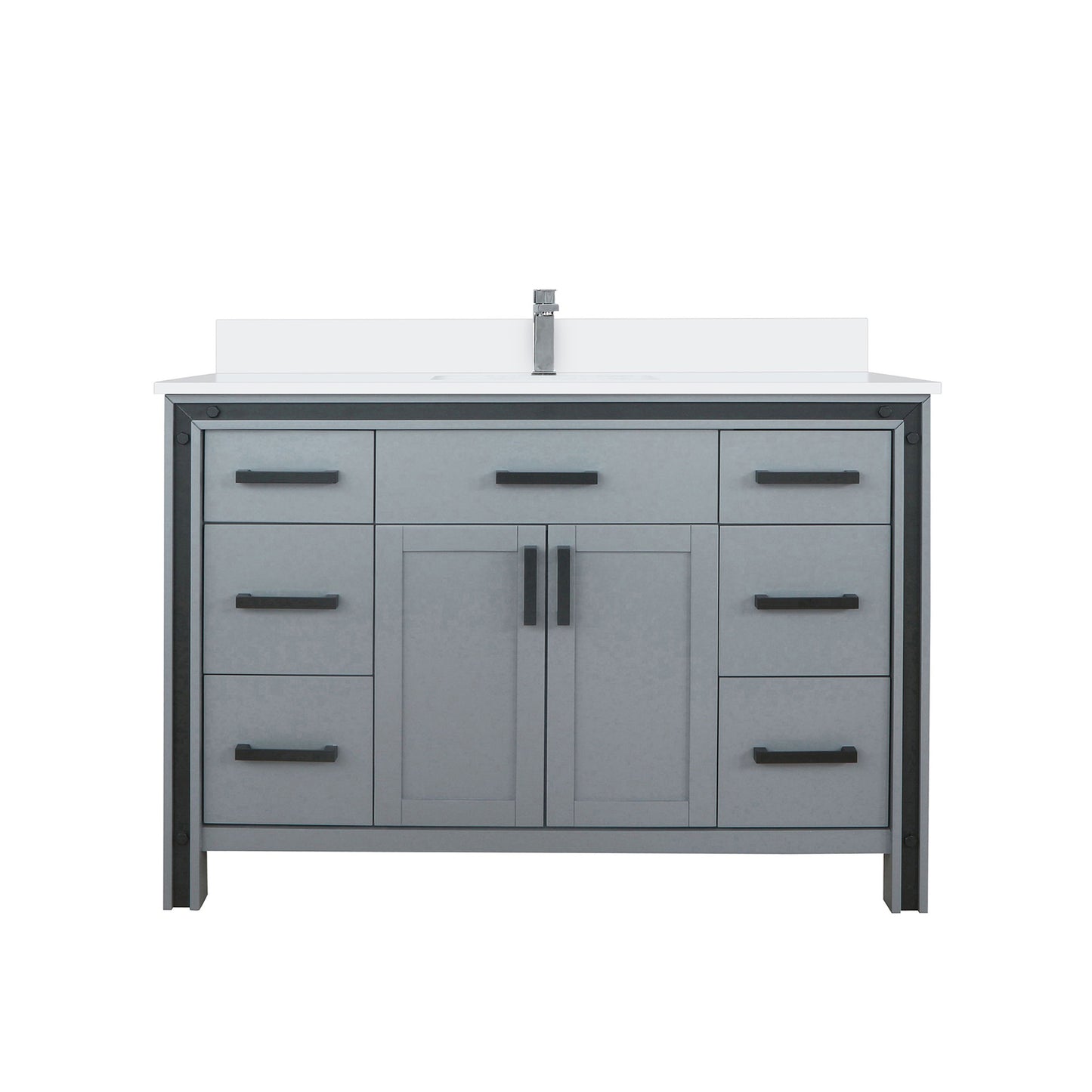 Dark Grey Bath Vanity - 48" W x 22" D with Marble Top & Faucet