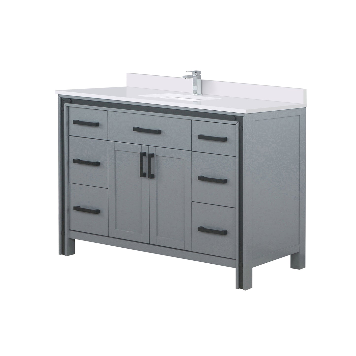 Dark Grey Bath Vanity - 48" W x 22" D with Marble Top & Faucet