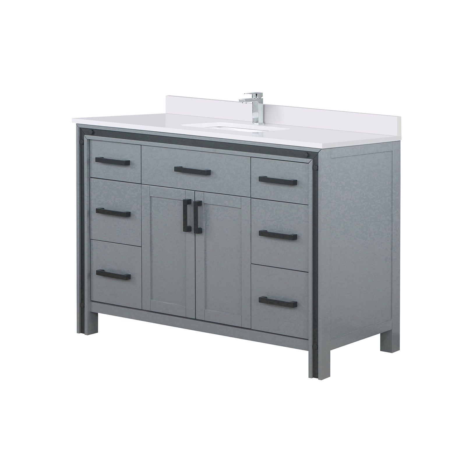 Dark Grey Bath Vanity - 48" W x 22" D with Marble Top & Faucet