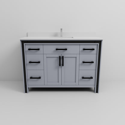 Dark Grey Bath Vanity - 48" W x 22" D with Marble Top & Faucet