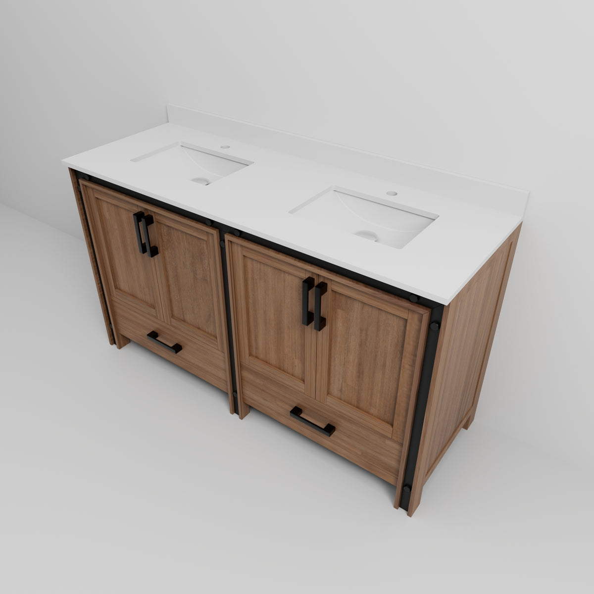 Rustic Barnwood Double Bath Vanity - Storage & Style