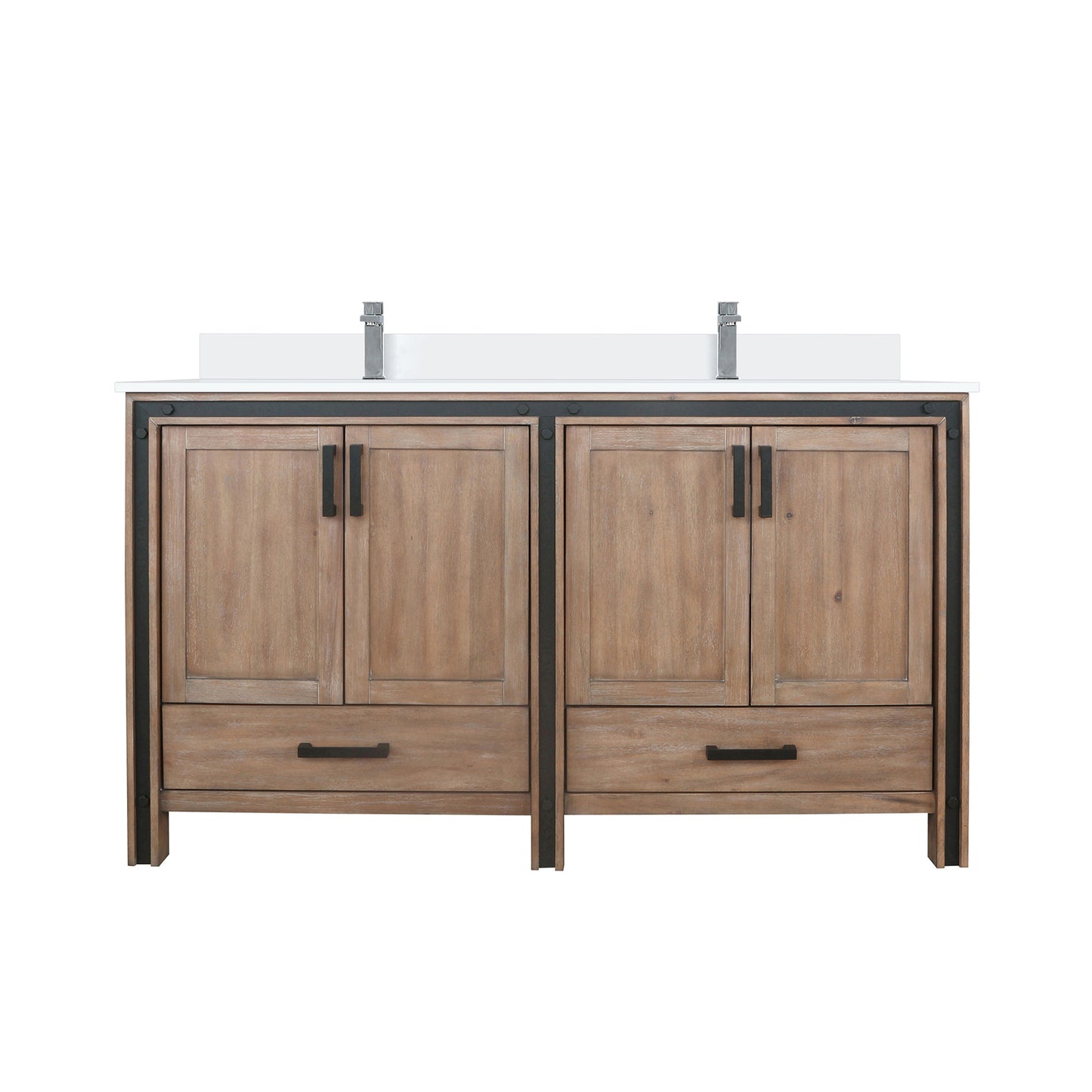 Rustic Barnwood Double Bath Vanity - Storage & Faucet Included for Bathroom