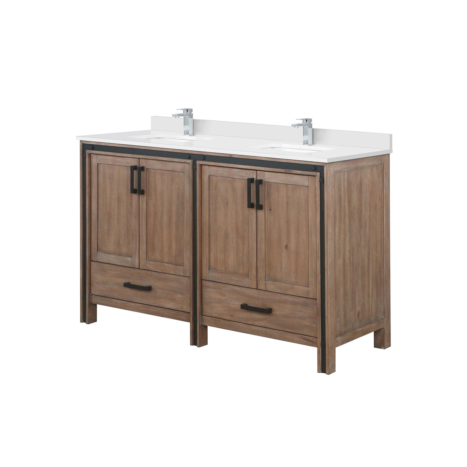 Rustic Barnwood Double Bath Vanity - Storage & Faucet Included for Bathroom