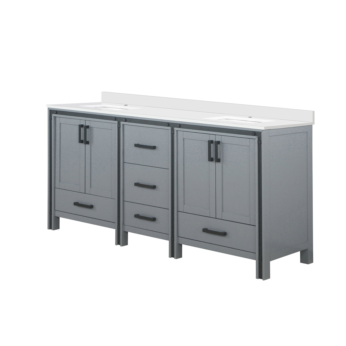 Dark Grey Double Bath Vanity - Storage & Wood Frame