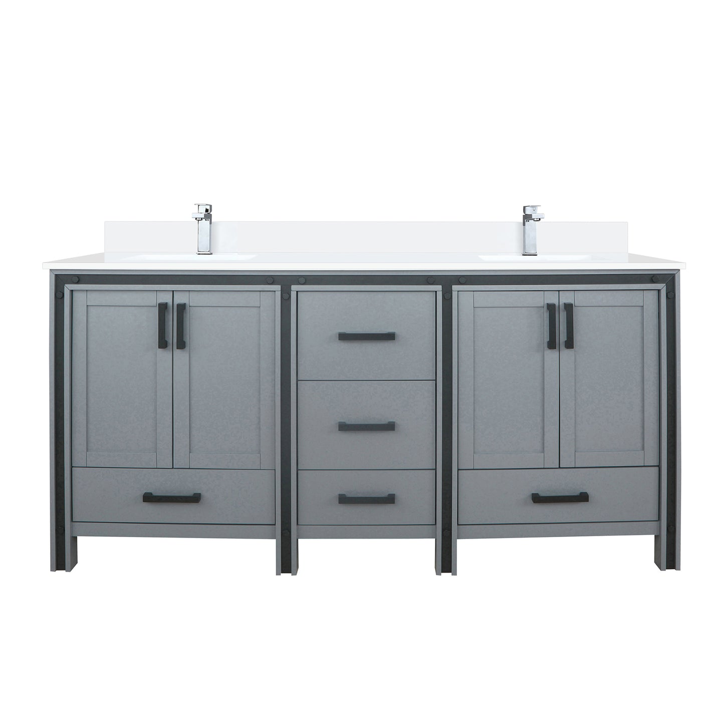 Dark Grey Bathroom Vanity with Storage - 72" Wide