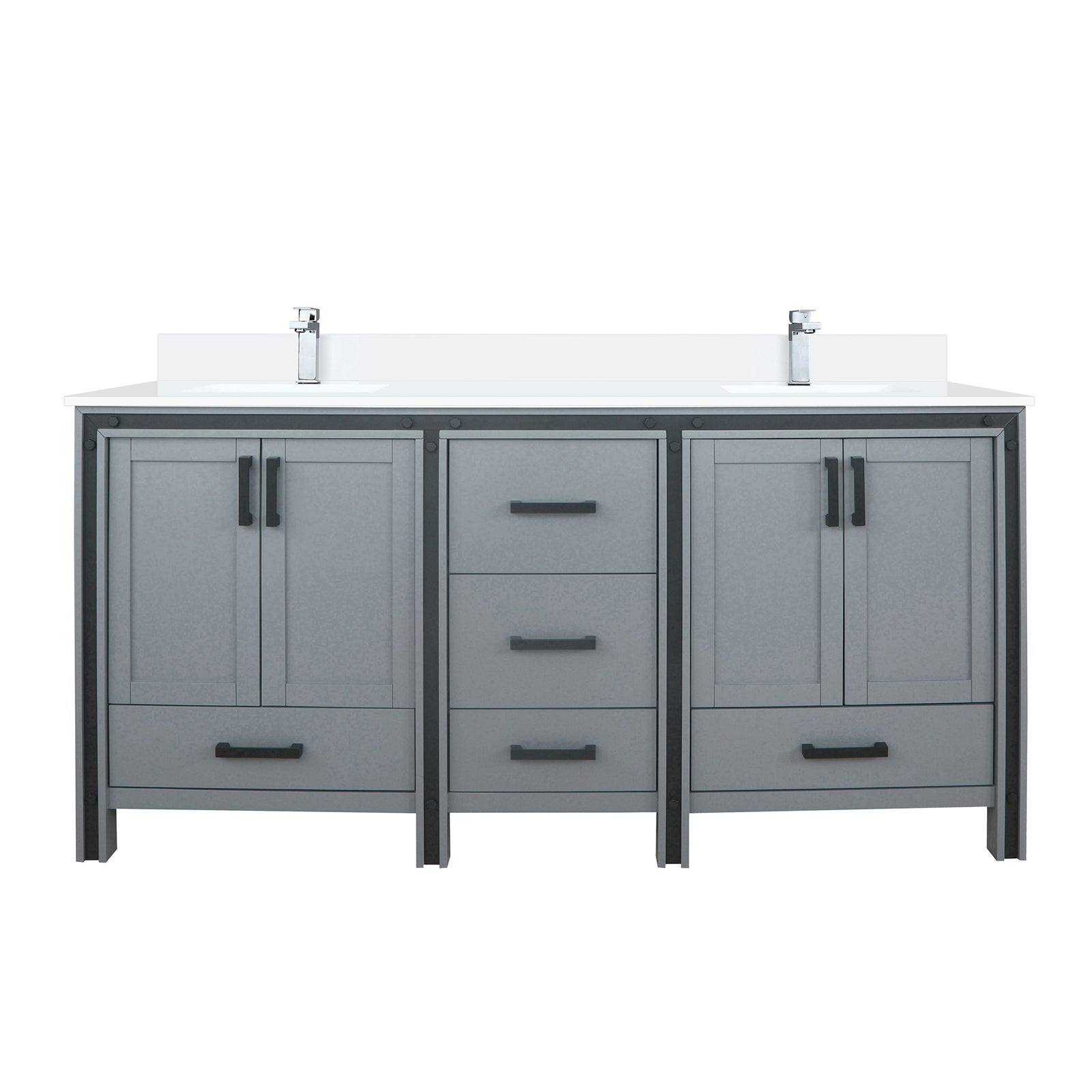 Dark Grey Bathroom Vanity with Storage - 72" Wide