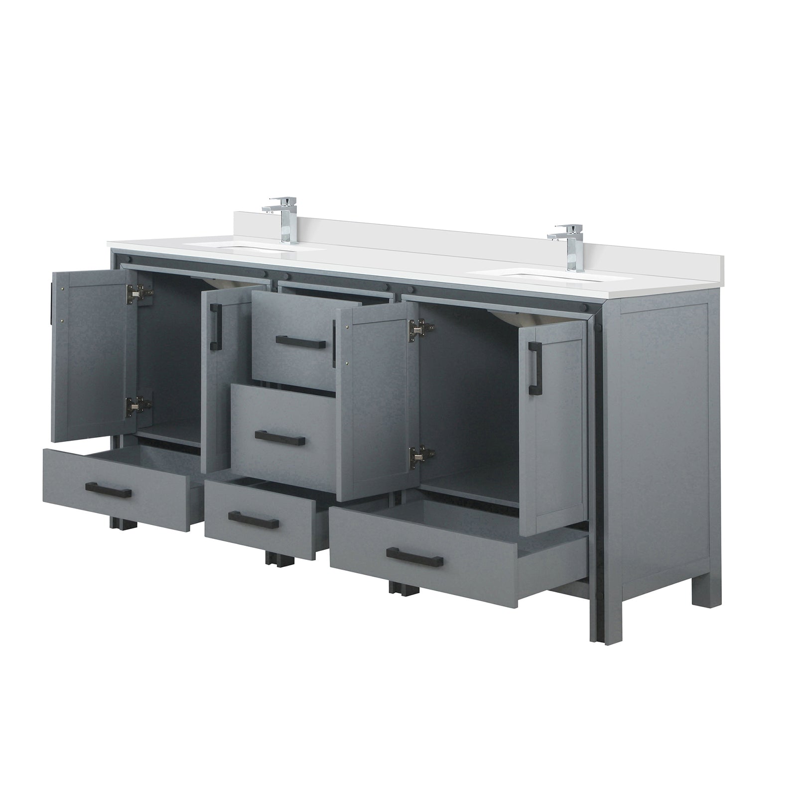 Dark Grey Bathroom Vanity with Storage - 72" Wide