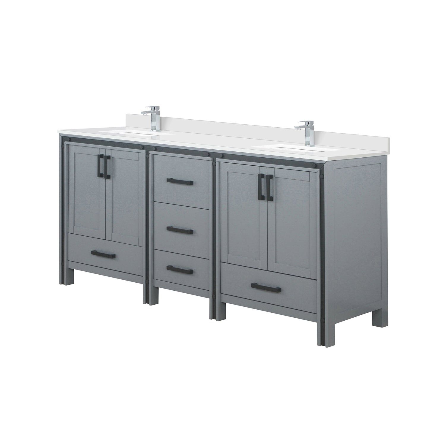 Dark Grey Bathroom Vanity with Storage - 72" Wide
