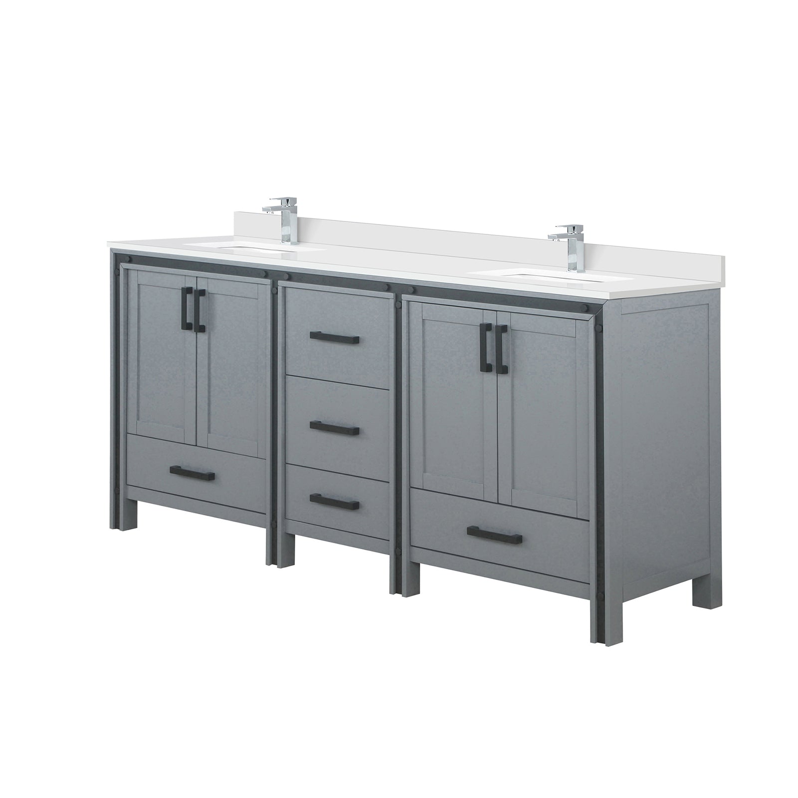 Dark Grey Bathroom Vanity with Storage - 72" Wide
