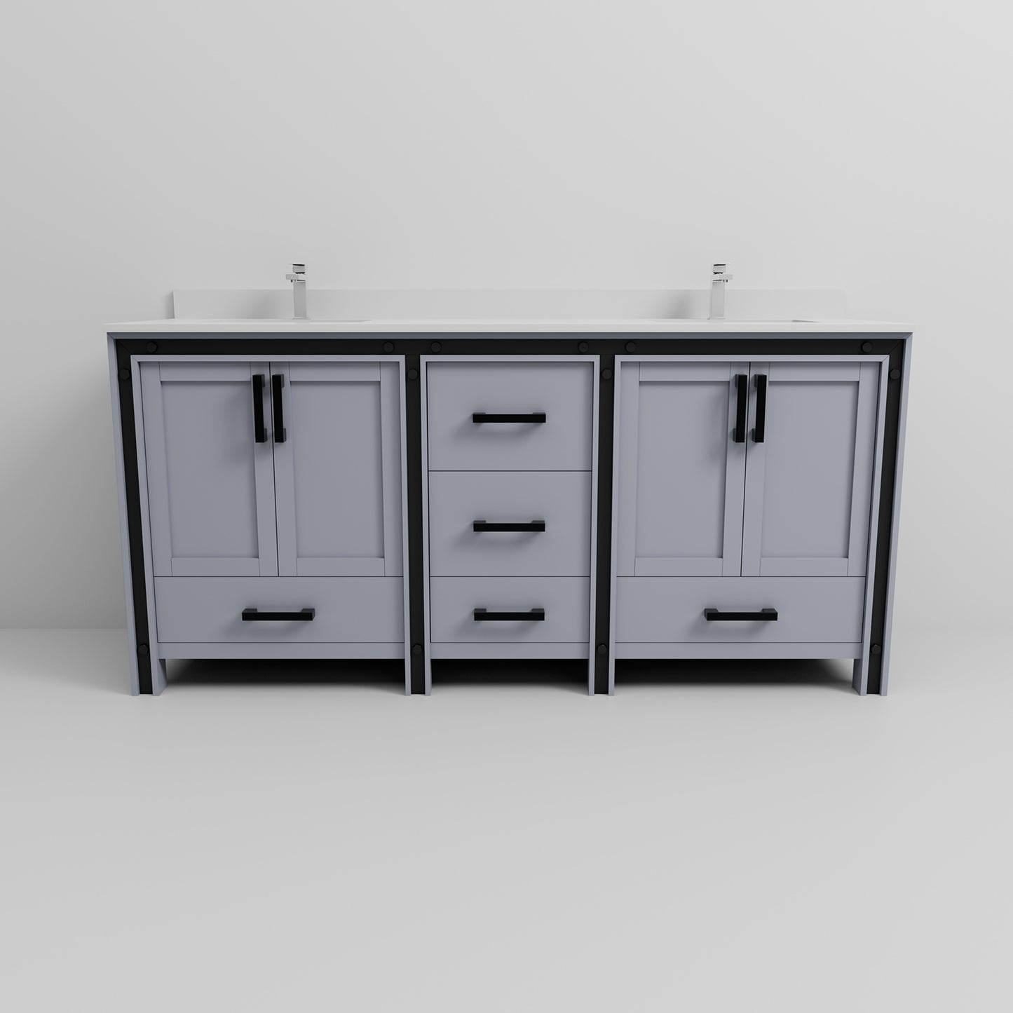 Dark Grey Bathroom Vanity with Storage - 72" Wide