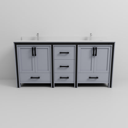 Dark Grey Bathroom Vanity with Storage - 72" Wide