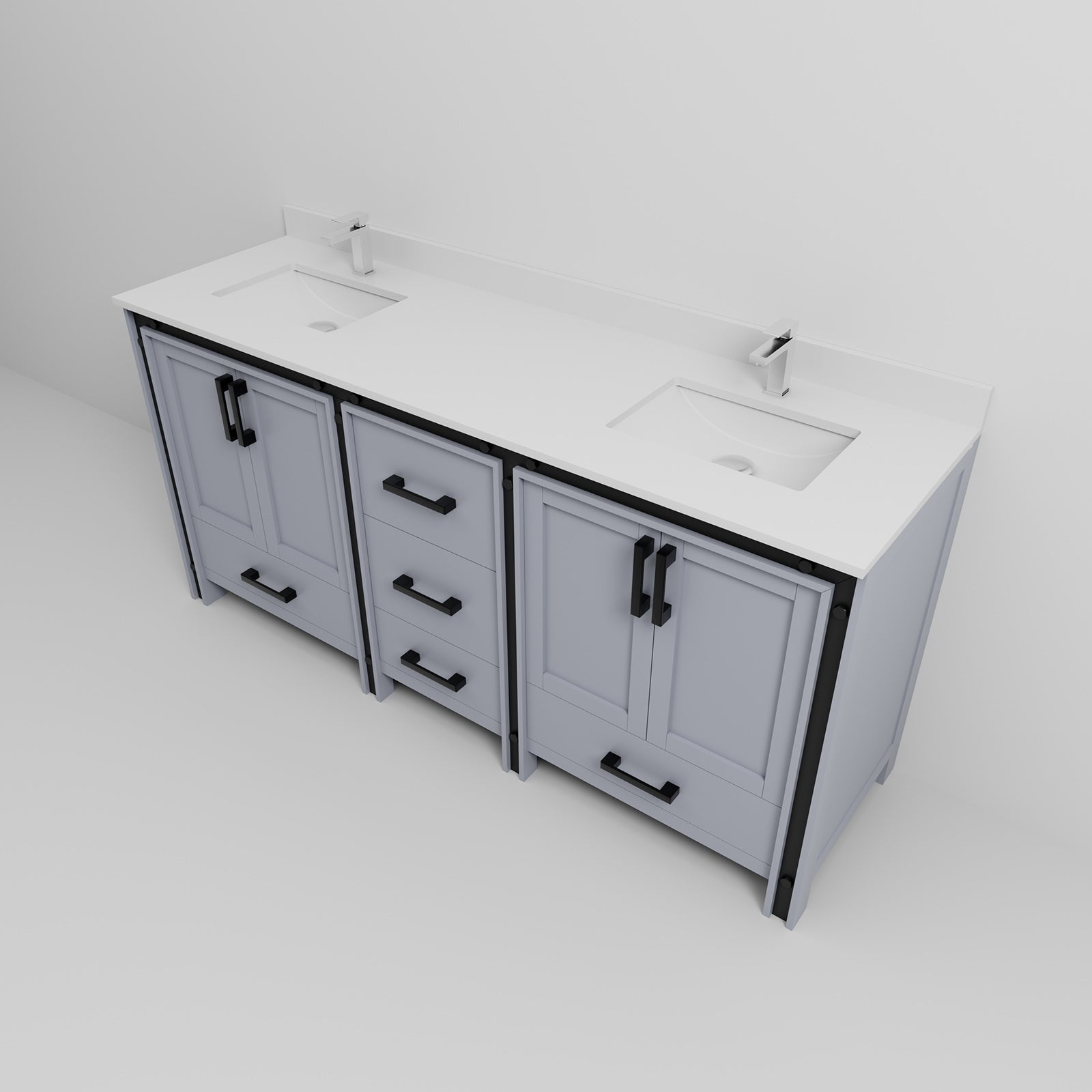 Dark Grey Bathroom Vanity with Storage - 72" Wide