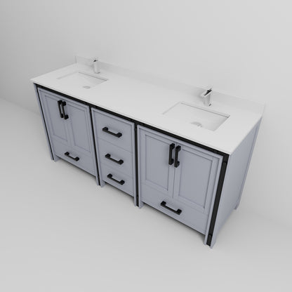 Dark Grey Bathroom Vanity with Storage - 72" Wide