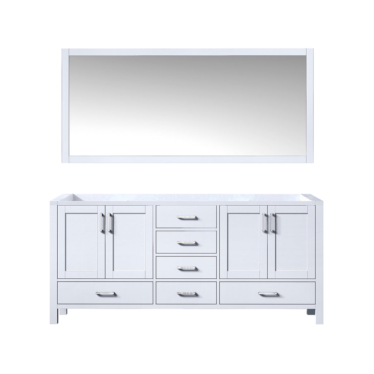 White Double Bath Vanity with Mirror - 72" Wide Storage Cabinet