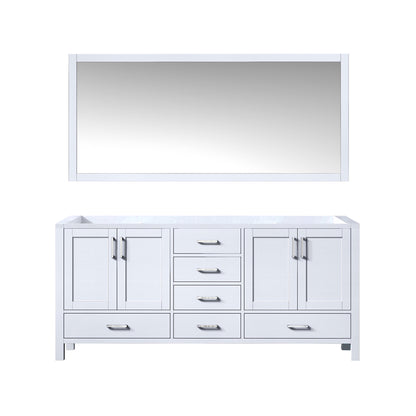 White Double Bath Vanity with Mirror - 72" Wide Storage Cabinet