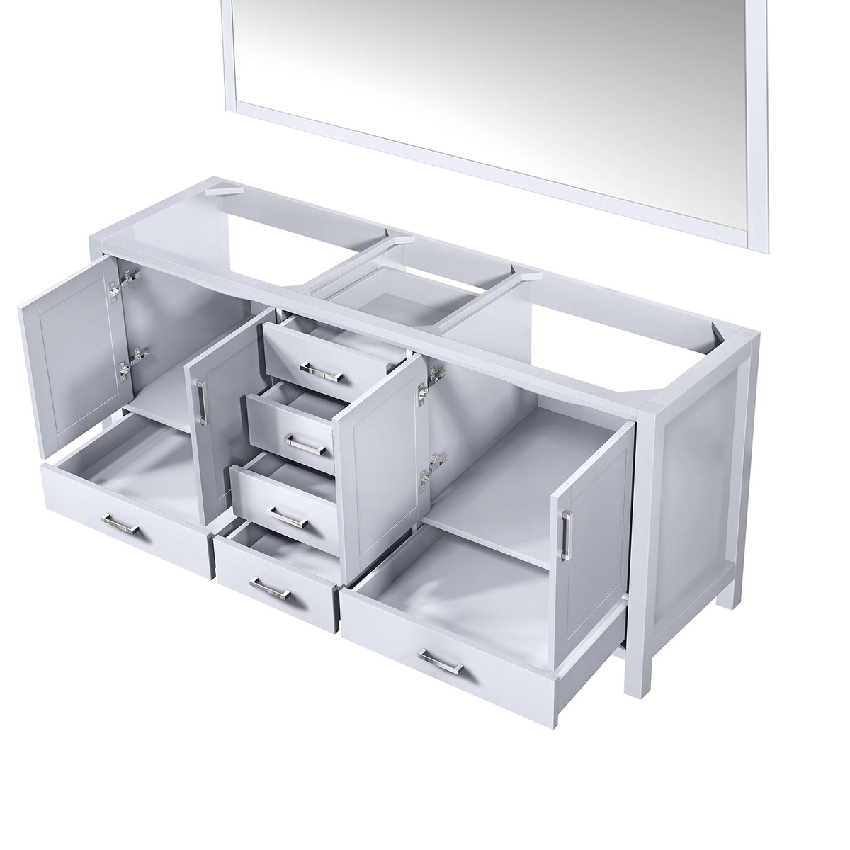 White Double Bath Vanity with Mirror - 72" Wide Storage Cabinet