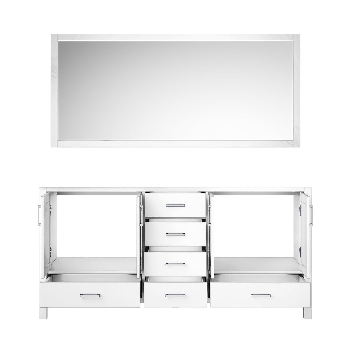 White Double Bath Vanity with Mirror - 72" Wide Storage Cabinet