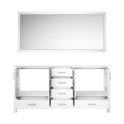 White Double Bath Vanity with Mirror - 72" Wide Storage Cabinet