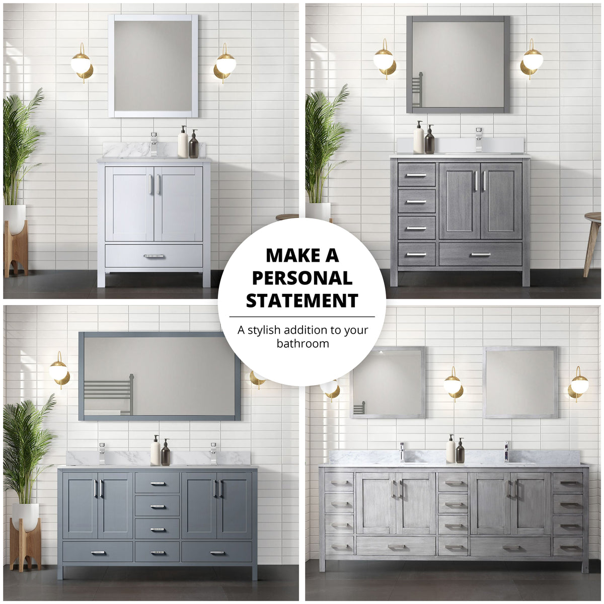 White Double Bath Vanity with Mirror - 72" Wide Storage Cabinet