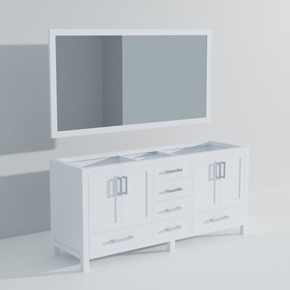 White Double Bath Vanity with Mirror - 72" Wide Storage Cabinet