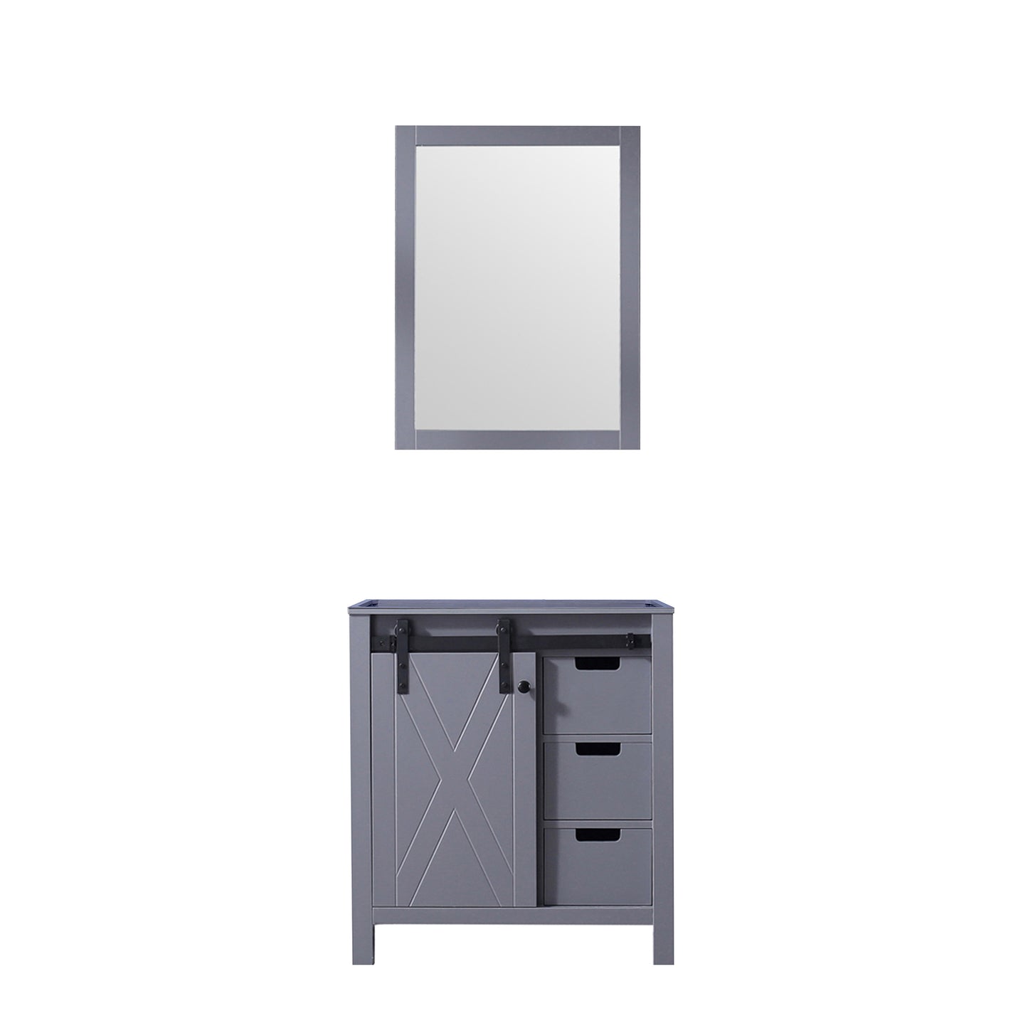 Dark Grey Bath Vanity with Mirror - 30" Wide Storage Cabinet