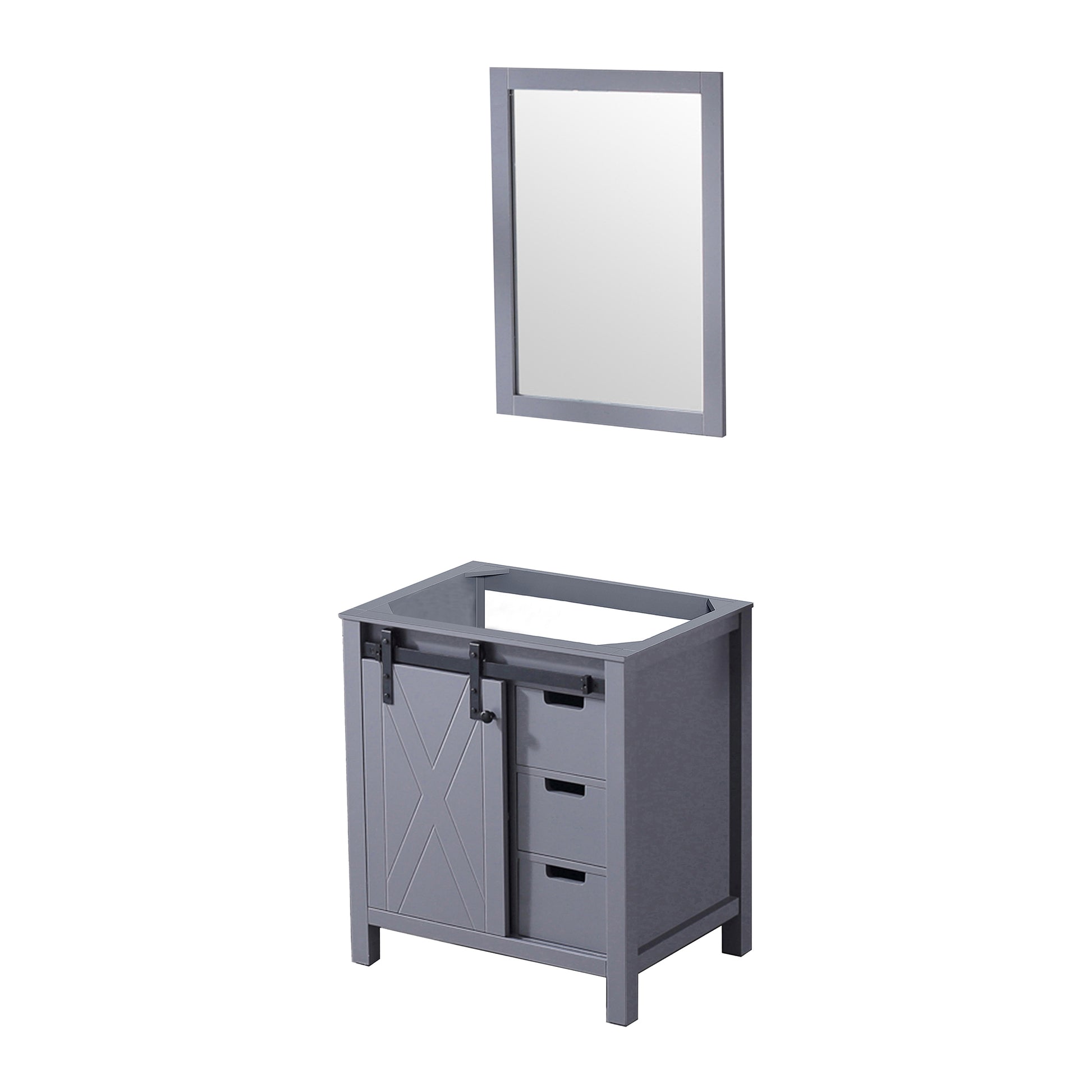 Dark Grey Bath Vanity with Mirror - 30" Wide Storage Cabinet