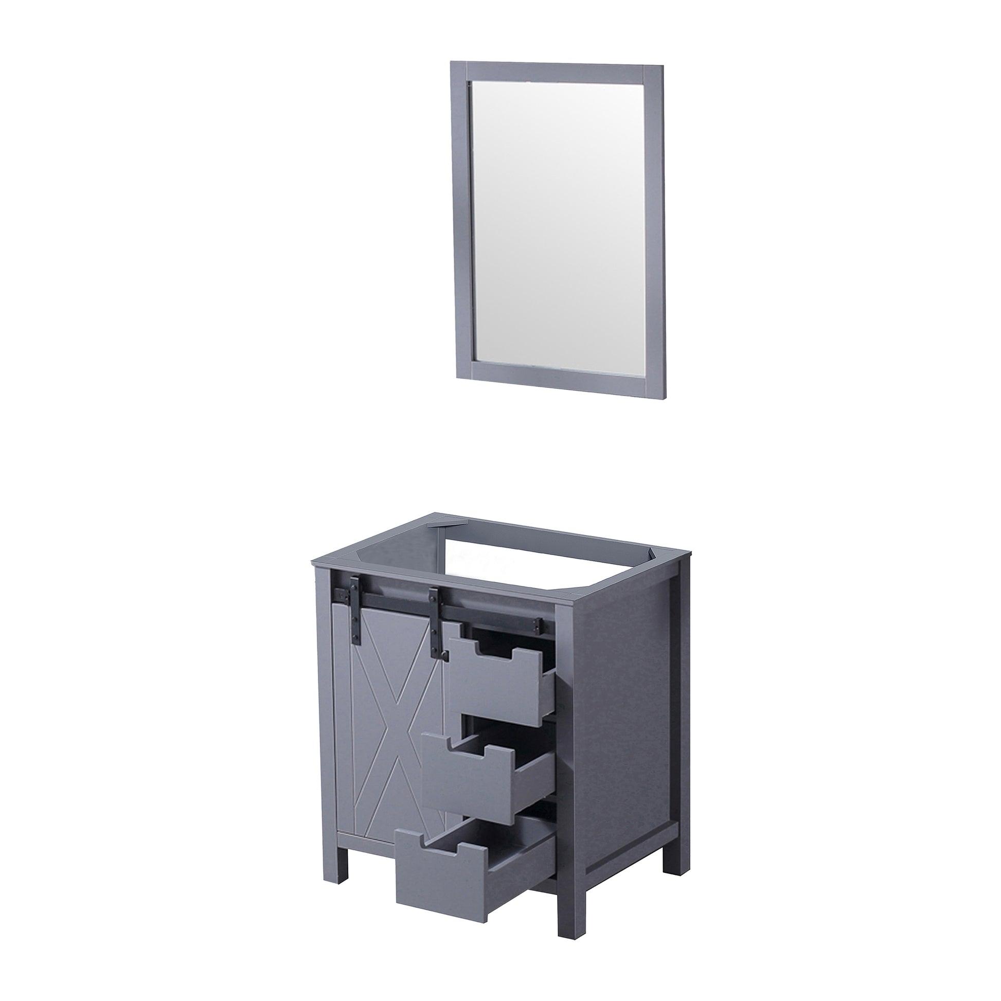 Dark Grey Bath Vanity with Mirror - 30" Wide Storage Cabinet