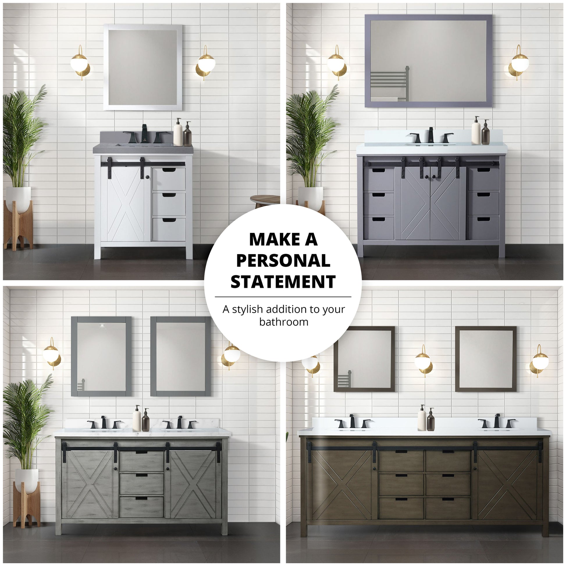 Dark Grey Bath Vanity with Mirror - 30" Wide Storage Cabinet