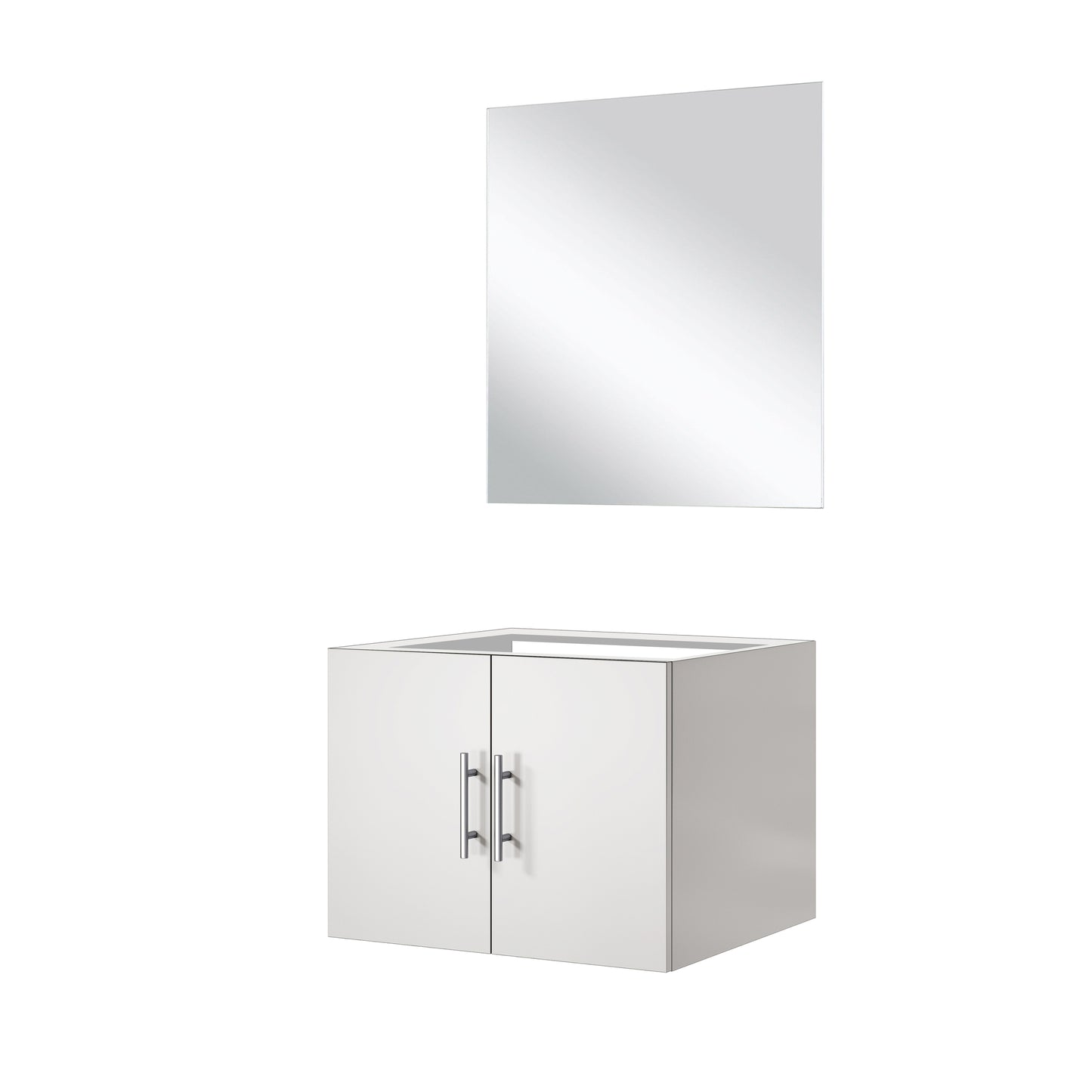 Glossy White Bathroom Vanity with Mirror - 24 Inch Wide
