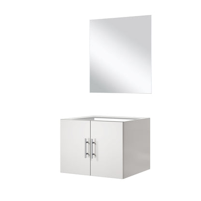 Glossy White Bathroom Vanity with Mirror - 24 Inch Wide