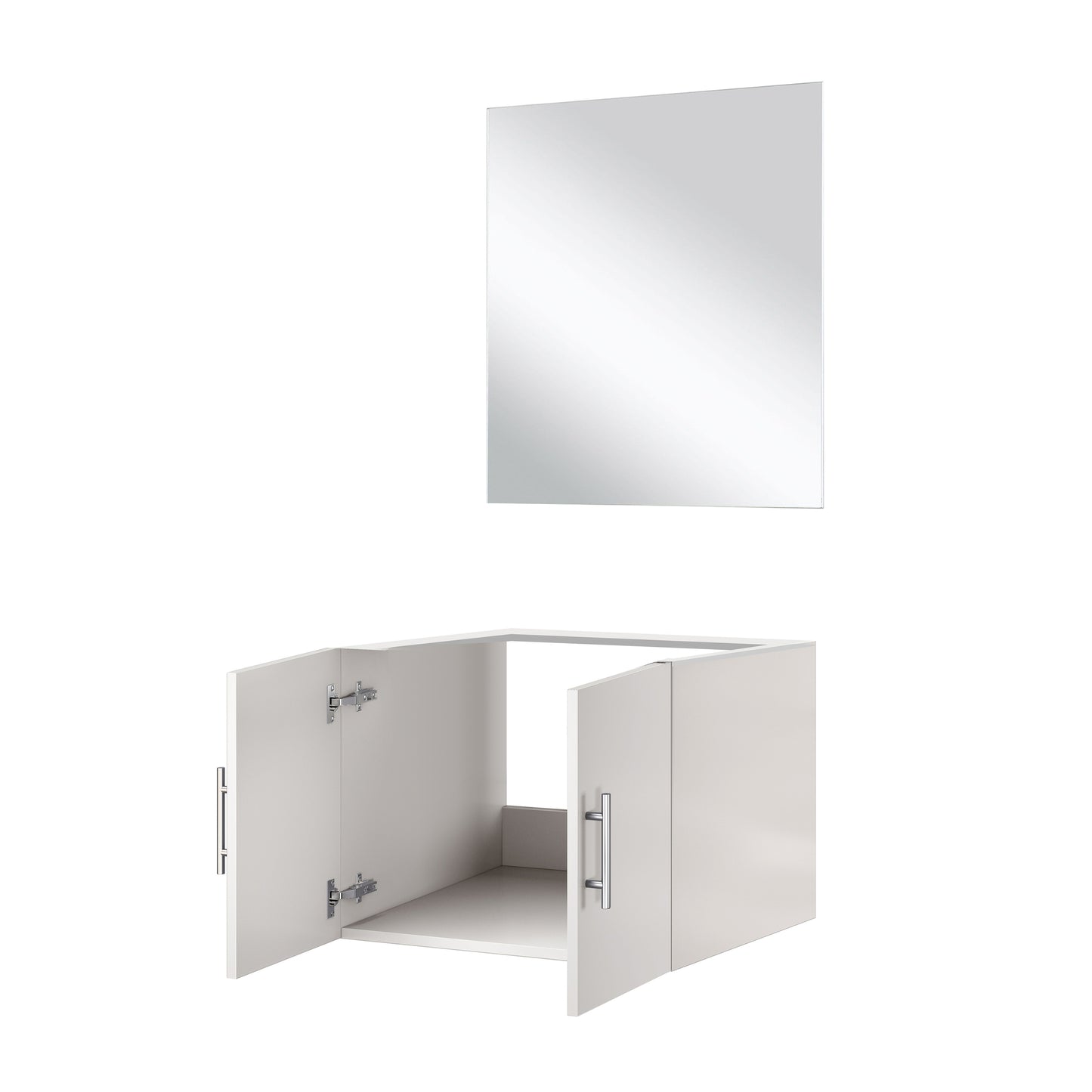 Glossy White Bathroom Vanity with Mirror - 24 Inch Wide