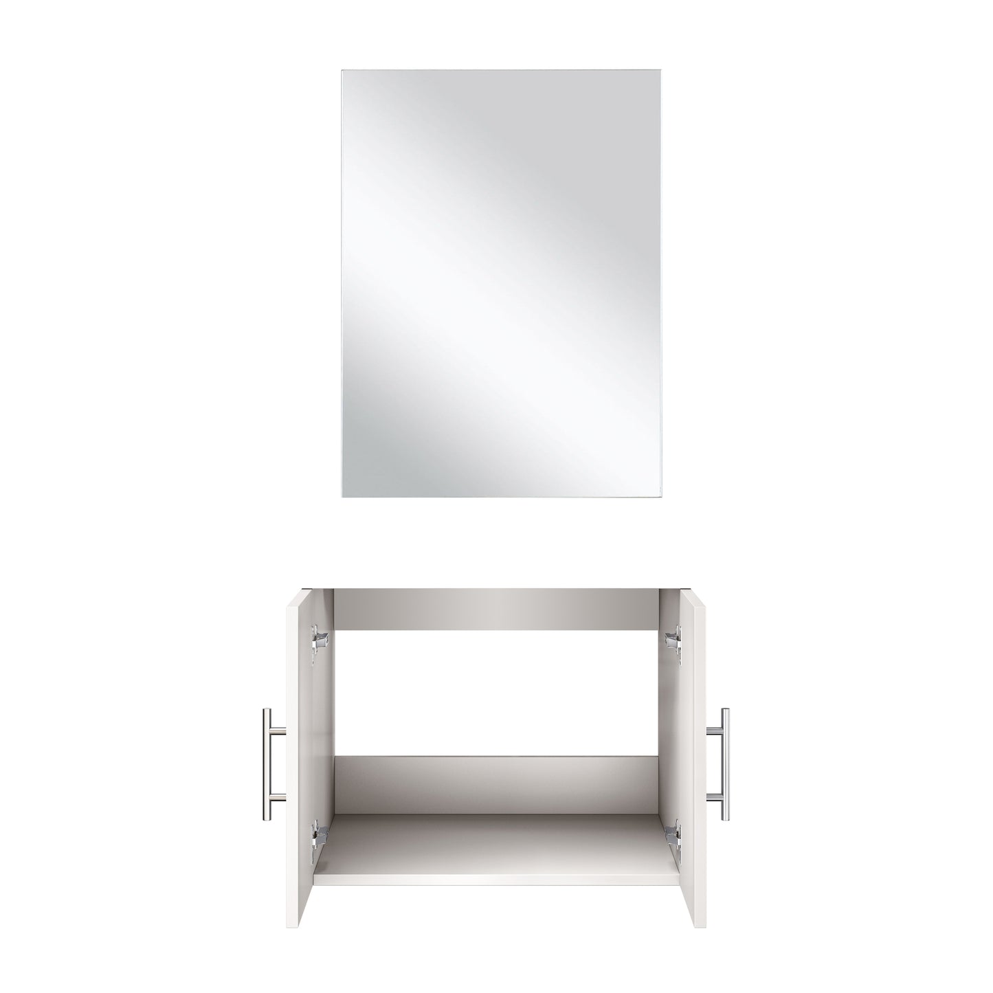Glossy White Bathroom Vanity with Mirror - 24 Inch Wide