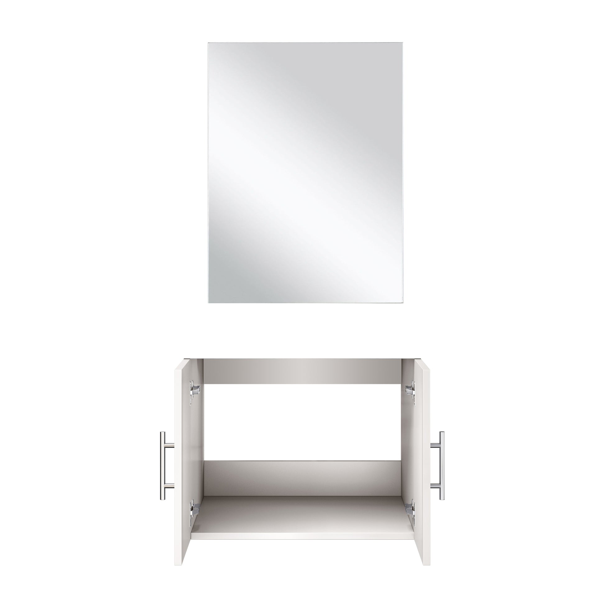 Glossy White Bathroom Vanity with Mirror - 24 Inch Wide